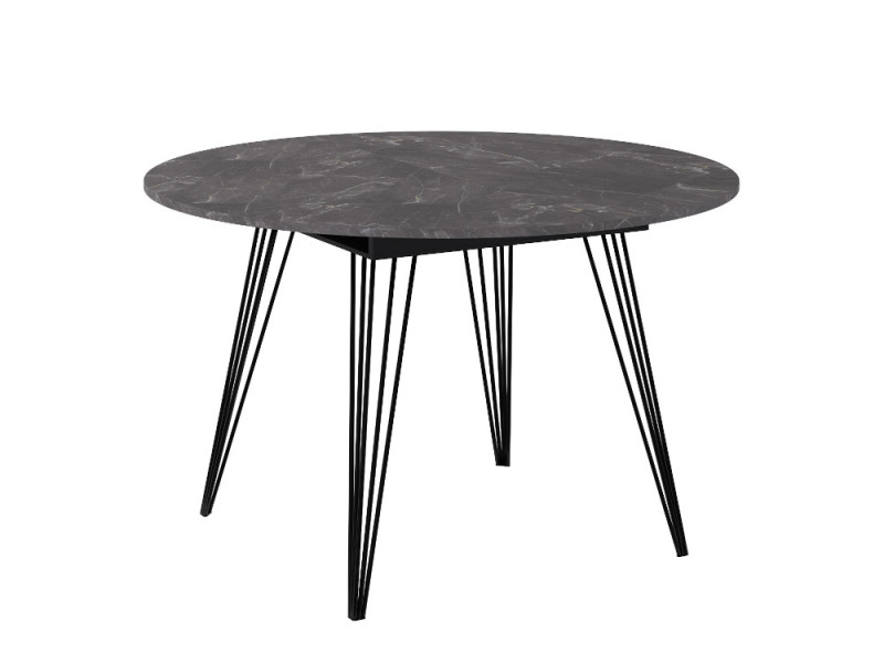 Обеденный стол Skay 120-155x100x78.6 см, цвет: мрамор сиена / черный